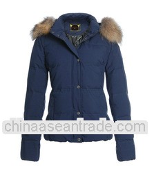 Blue Woman's down jacket fur hoodie new design 2014