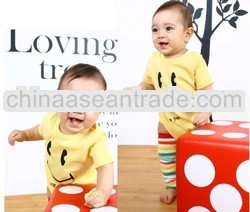 Cheap baby boys and girls smile face design baby short sleeves summer rompers