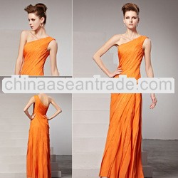 Classic Yellow One Shoulder Tight Hip Leg Slit Sheath Unique Design Evening Dress