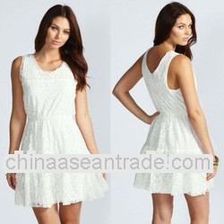 Crochet Neckline Lace Tier Sundress Clothes turkey