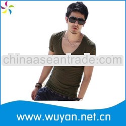 Deep V neck hot men basic t-shirts for men