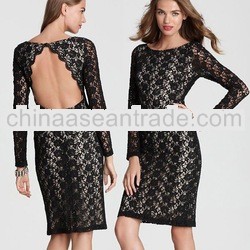 Designer Sexy Exposed Back Cheap Fashion Lace Dress