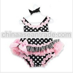 Doomagic baby rompers girls pink black dot rompers short sleeves