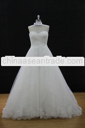Elegent beaded french lace ball gown wedding dress