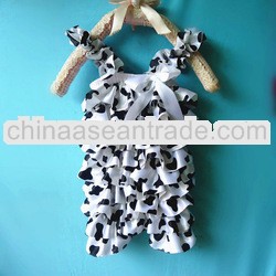Factory price new design cow satin petti romper for baby girls