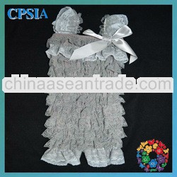 Fashion grey lace rompers for girls Baby lace romper patterns
