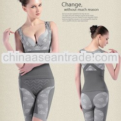 Free shipping magic body shapers underwear gen bamboo charcoal open crotch body suit 200 pcs/lot 600