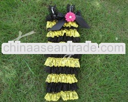 Girl lace rompers with crystal daisy flower