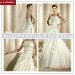 Goingwedding Strapless Pleated Corset Satin A Line 2013 Wedding Gown AD032