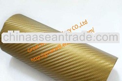 Golden adhesive vinyl film 3D carbon fiber 1.52*30M with air free bubble