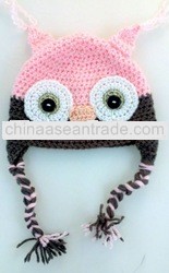 Hand Crochet Owl Beanie Hat with Earflaps, Baby Boy Hat, Photo Prop Animal Hat, Made to Order (KCC-T