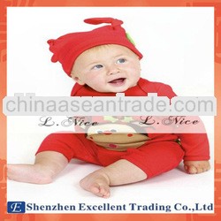 Happy Christmas Red Long Sleeve Deer Print Baby Cotton Romper