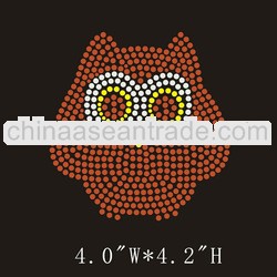Hot fix rhinestone iron on transfer owls design for T-shirt
