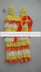 Hot sale !multicolour posh petti lace romper,Adora Ruffled Lace Romper with Straps and Bow for Baby 