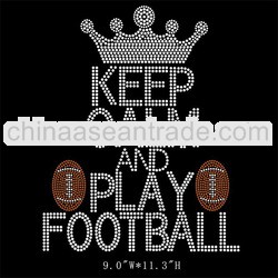 Keep calm and play football rhinestone iron on transfer design for T-shirt