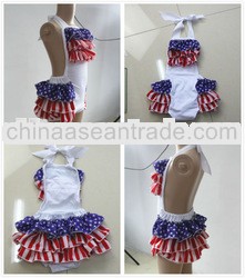Latest July 4th Patriotic design sunny bubble suit for baby with ruffle
