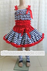 Latest patriotic July 4th design party pettiskirt with top in set