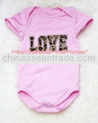 Light Pink Newborn Infant Baby Jumpsuit with Leopard Love Print TH58