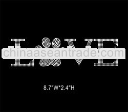 MOQ15pcs Love paw rhinestone iron on transfer design for T-shirt