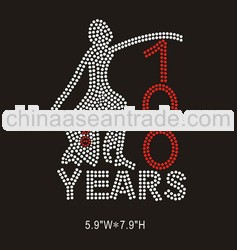 MOQ 15pcs iron on rhinestone transfer delta sigma theta 100 years design for T-shirt