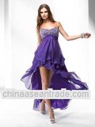 MY310057 RegalPurple Crystal Beaded Sexy Long Back Short Front Sexy Evening Dresses 2013