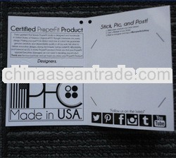 Middle Fold embosssed clothing hang tag