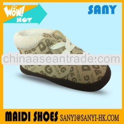 Most Popular Warm Cotton Fabric Letter Baby Shoes With PVC Soft Sole