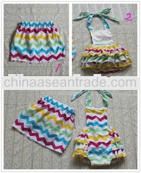 New Arrive Rainbow Chevron Bubble romper,zig zag baby sunsuit