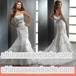 New Style Appliqued Strapless Sexy Meramid Designer Wedding Dresses