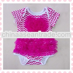 New arrivals!hot pink chevron baby bodysuit with ruffle
