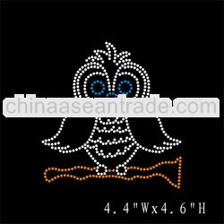 Owl design iron on rhinestone transfers for tshirts