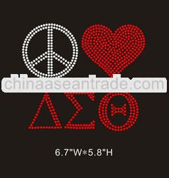 Peace love delta Sigma Theta rhinestone iron on transfer for T-shirt