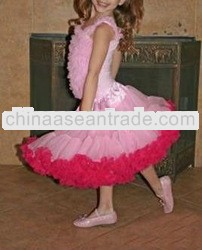 Pink with hot pink Fluffy Nylon Chiffon tutus/Pettiskirt/Skirts Wholesale for Girls