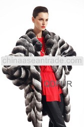 QD23119 100% European Top Quality Fashion Warm Women Chinchilla Fur Coat/Long Style