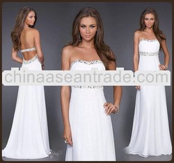 RT13025 Hot Sale Sexy Strapless Sparkling accents on Empire Waist Rhinestone Beaded Open Back 2013 m