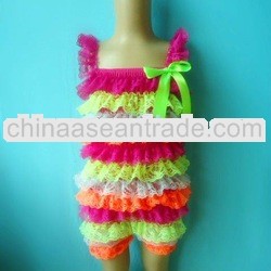 Rainbow baby lace petti romper for baby girls