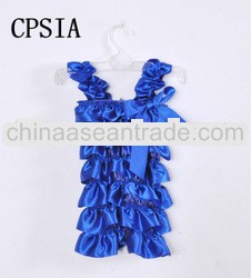Sale Promotion Girls Wholesale Satin royal blue Romper With Straps