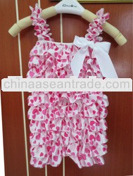 Sales promotion! pink heart pattern satin baby posh petti rompers for valentine's day