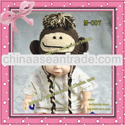 Sock monkey hat with earflaps crochet pattern handmade newborn baby boy monkey hat custom made to or