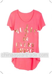 Super quality branded OEM Stylish short sleeve gold foil printing t shirt for Youth women