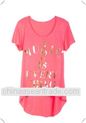 Super quality branded OEM Stylish short sleeve gold foil printing t shirt for Youth women
