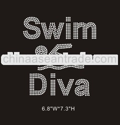 Swim Diva design Rhinestone Transfer Iron On Bling