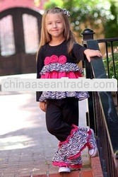 Top Quality baby girls clothing set fashion autumn long t-shirt zebra cotton pants