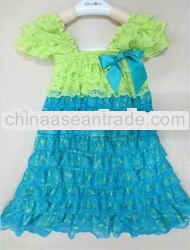 Vintage Lime Green Turquoise Baby Lace Petti Dress Fashion for Children 6 Years