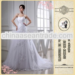 WE-015 2014 Long Chiffon A - line on the yarn with beautiful embroidery pattern tail tight Tail Wedd