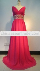 Wholesale Popular 2013 One Piece Beaded Waist Silk Formal Evening Dress