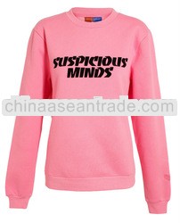 Women's plain pink casual leisure sweatshirt hoodie
