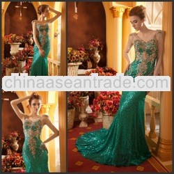 YED11071 Real Sample sequin beaded formal dresses designs arabic evening dress 2014