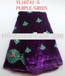 appliques african velvet lace fabric for wedding dress VL10741-5