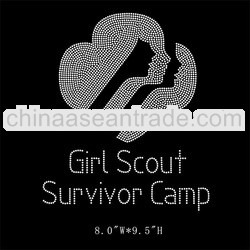 bling iron on diamante Girl Scout Survivor Camp custom rhinestone design